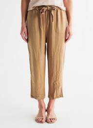 Pantalon 7/8 taille élastique beige MAZARINE femme