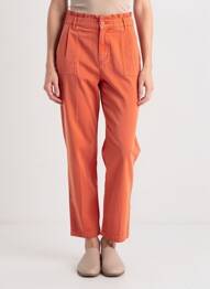 Pantalon droit taille élastique orange HAPPY femme