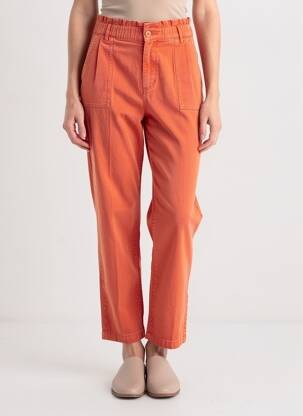 Pantalon droit taille élastique orange HAPPY femme