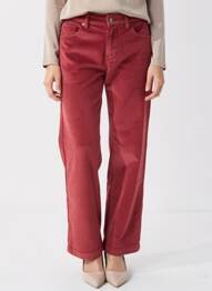 Pantalon droit fermeture zippée sous rabat boutonné taille normale rouge ROSE GARDEN femme
