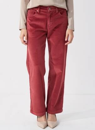 Pantalon droit fermeture zippée sous rabat boutonné taille normale rouge ROSE GARDEN femme