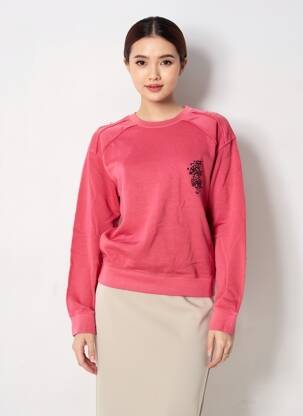 Sweat-shirt broderie manches longues rose ROSE GARDEN femme