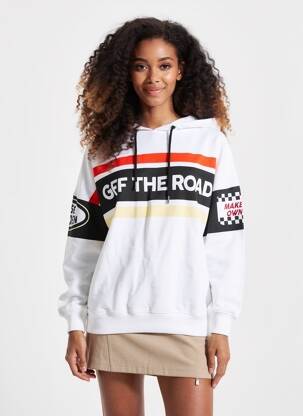 Sweat-shirt à capuche stretch manches longues blanc ROSE GARDEN femme