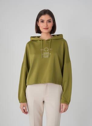 Sweat-shirt à capuche broderie manches longues vert ROSE GARDEN femme