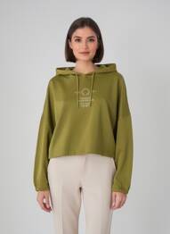 Sweat-shirt à capuche broderie manches longues vert ROSE GARDEN femme