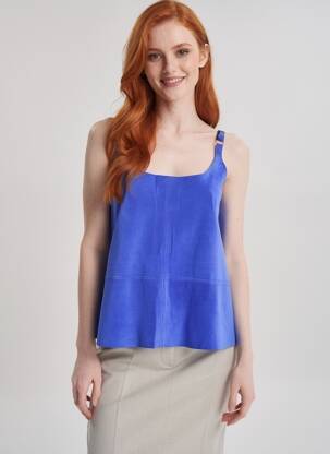 Top sans manche sans manche bleu ROSE GARDEN femme