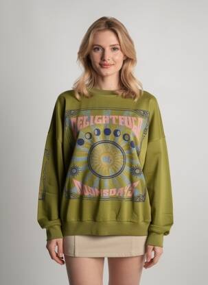Sweat-shirt stretch manches longues vert ROSE GARDEN femme