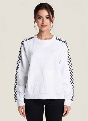 Sweat-shirt stretch manches longues blanc ROSE GARDEN femme
