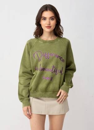 Pull coupe droite manches longues vert ROSE GARDEN femme