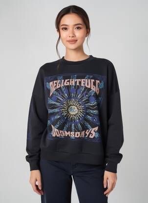 Sweat-shirt stretch manches longues noir ROSE GARDEN femme