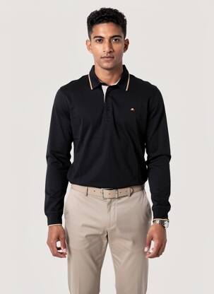 Polo manches longues manches longues noir CAMBERABERO homme
