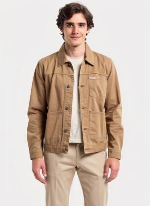 Veste casual fermeture boutonnée sur le devant marron IRON AND RESIN homme