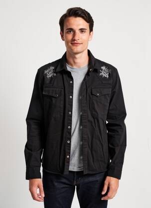 Veste casual poignets boutonnés avec fente noir IRON AND RESIN homme