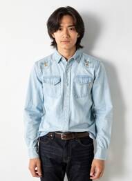 Chemise manches longues poches bleu IRON AND RESIN homme