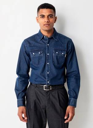 Chemise manches longues poches bleu IRON AND RESIN homme