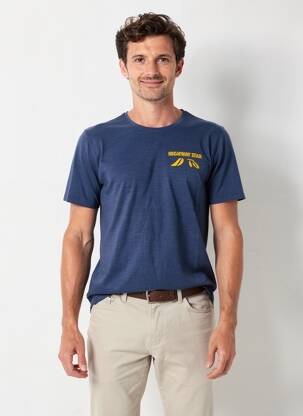 T-shirt coupe droite manches courtes bleu DAYTONA homme