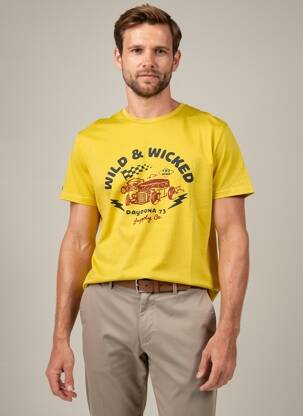 T-shirt coupe droite manches courtes jaune DAYTONA homme