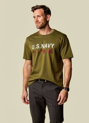 T-shirt broderie manches courtes vert DAYTONA homme