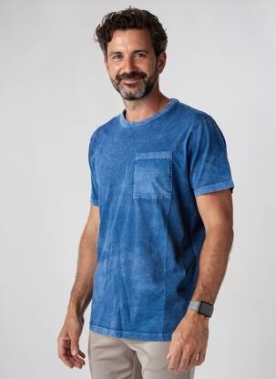 T-shirt coupe droite manches courtes bleu DAYTONA homme