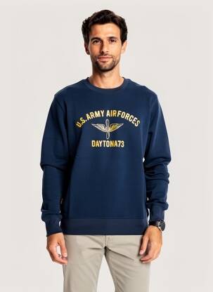 Sweat-shirt manches longues manches longues bleu DAYTONA homme