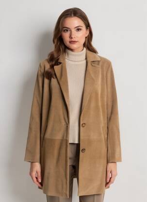 Manteau long coupe cintrée sans capuche beige ROSE GARDEN femme