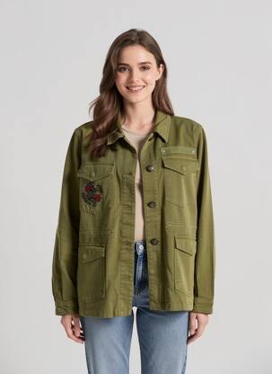 Veste casual coupe droite vert ROSE GARDEN femme
