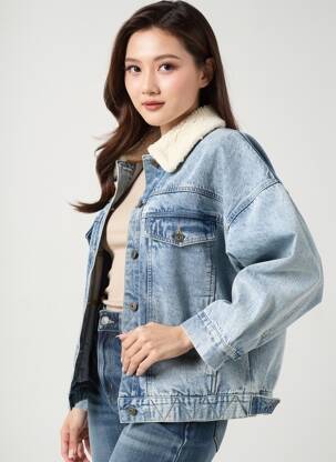 Veste casual poches bleu ROSE GARDEN femme