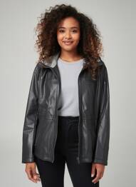Veste en cuir poches noir ROSE GARDEN femme