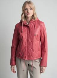 Veste en cuir poches rose ROSE GARDEN femme