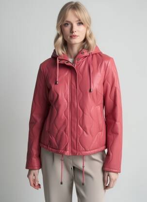 Veste en cuir poches rose ROSE GARDEN femme