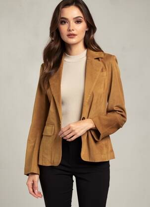 Veste en cuir poches marron ROSE GARDEN femme
