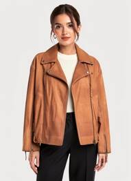 Veste en cuir poches orange ROSE GARDEN femme