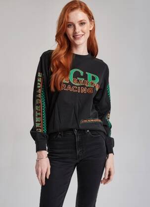 Sweat-shirt broderie manches longues noir ROSE GARDEN femme