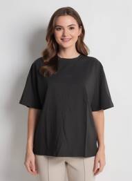 T-shirt coupe droite manches courtes noir ROSE GARDEN femme