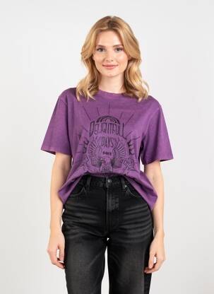 T-shirt coupe droite manches courtes violet ROSE GARDEN femme