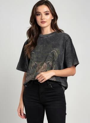 T-shirt coupe droite manches courtes noir ROSE GARDEN femme