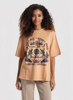 T-shirt coupe droite manches courtes orange ROSE GARDEN femme