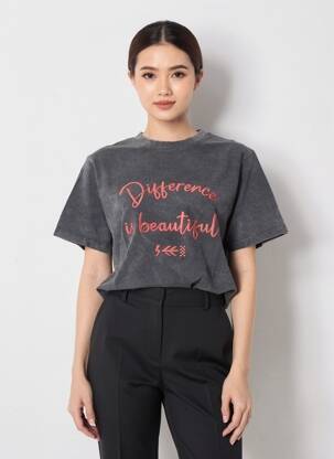 T-shirt coupe droite manches courtes noir ROSE GARDEN femme