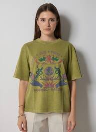 T-shirt coupe droite manches courtes vert ROSE GARDEN femme