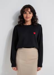 Pull col rond manches longues noir MORGAN femme
