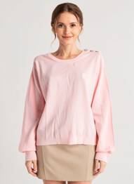 Pull col rond manches longues rose MORGAN femme