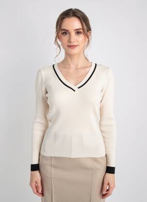 Pull coupe cintrée manches longues beige MORGAN femme