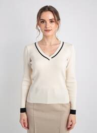 Pull coupe cintrée manches longues beige MORGAN femme