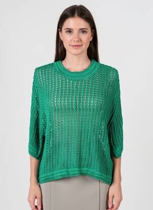 Pull coupe droite manches 3/4 vert TIFFOSI femme