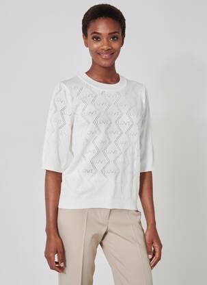 Pull col rond manches courtes blanc MORGAN femme