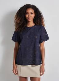 Top manches courtes manches courtes bleu ANDY & LUCY femme