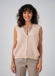 Gilet sans manche fermeture boutonnée sur le devant beige MADE IN ITALY femme