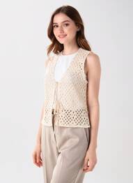 Gilet sans manche col v beige TIFFOSI femme