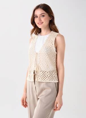 Gilet sans manche col v beige TIFFOSI femme