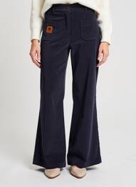 Pantalon flare stretch taille haute bleu fonce HIPPOCAMPE femme